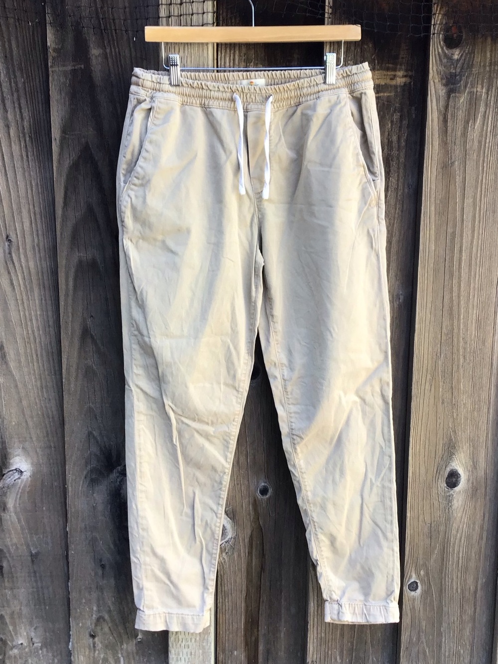 Marine Layer Drawstring Jogger Pants Mens Large Beige Casual Stretch Chinos